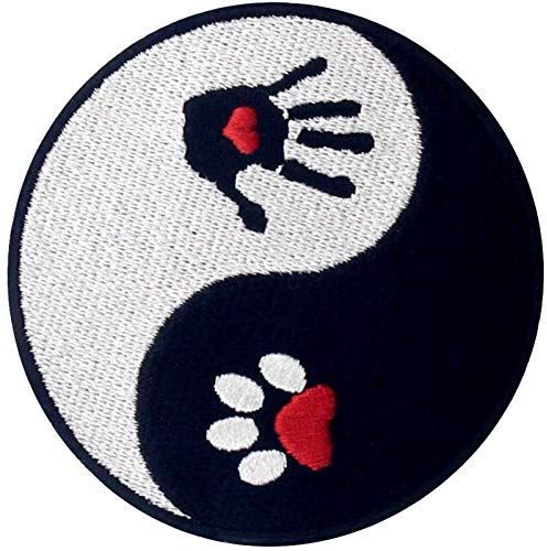 Aufnäher, bestickt, Design: Hund und menschliches Ying Yang, zum Aufbügeln oder Aufnähen