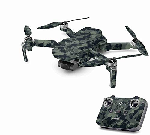Skins4u Aufkleber Folie kompatibel mit DJI Mavic Mini 2 Drohne Skin Vinyl Skins Schutzfolie Wrap Folierung Sticker Dark Green camo