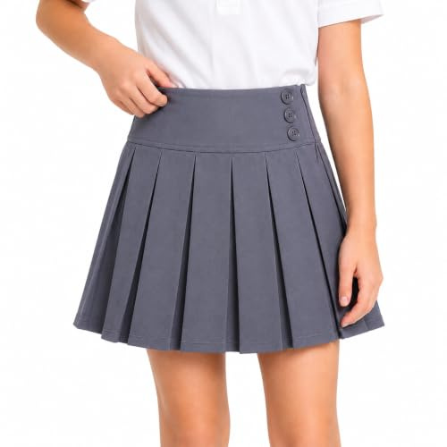 Bienzoe Scolaires Uniformes Jupes: Enfants Taille Réglable Plissé Danse Jupe