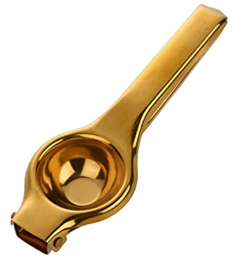 Zitruspresse Manuell Saftpresse, Edelstahl Handpresse Entsafter Zitronenpresse für Zitronen Limetten, Grapfruit, Anti-Ätzmittel, Spülmaschinenfest(Gold)