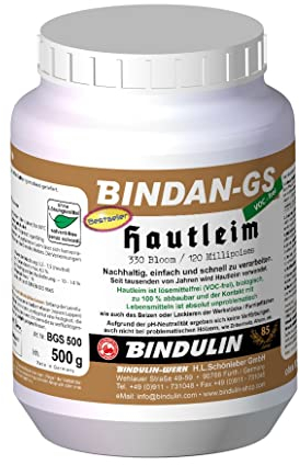 Holzleim Bindan Hautleim Glutinleim 100 g biologisch, zu 100% abbaubar ohne Konservierungsmittel inkl. Leimpsachtel und Pinsel von E-Com24 (Hauttleim 500 gr.)