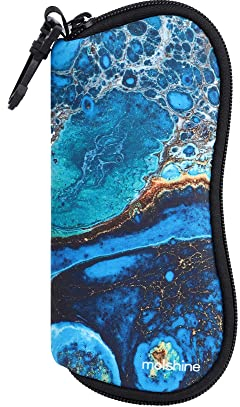 molshine Custodia Morbida per Occhiali da Sole,Custodia per Occhiali con Cerniera in Neoprene,Borsa per Occhiali Portatile con Gancio per Donna Uomo(Blu)