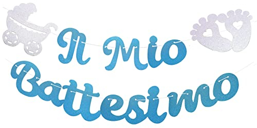 MKISHINE Banner Taufe Girlanden Meine Taufe Dekoration für Party Taufe Junge Blau Geburt Baby Shower