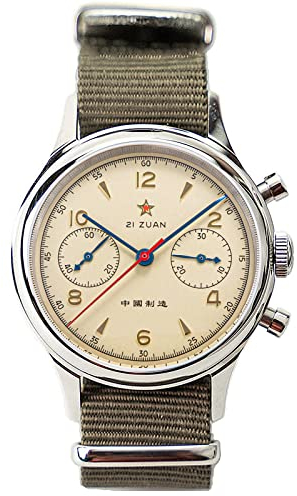 Seagull 1963 38 mm Schwanenhals mit extra braunem Lederband ST1901 Uhrwerk Saphir-Kristall Herren Chronograph Pilotenuhr SU1963BNX, grün