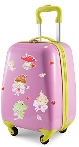 Hauptstadtkoffer - for Kids - Kindergepäck + Reflektierende Aufkleber Feenr, Kinderkoffer, Hartschalenkoffer, Reise Trolley für Kinder, Handgepäck, 24 Liter, Pink