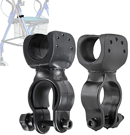 BAOZENP Universal-Halterung für Rollator, Rollstuhl, Gehhilfe, ältere Krücken, Stockhalterung, Zubehör, 2,5 cm ID (2 Stück)