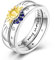QIKAOLA 925 Sterling Silber Frauen Ringe: Mond Stern Evil Eye Bunte Vintage Cubic Zirkonia Stapelbare Statement Ringe für Frauen Größe 6-9