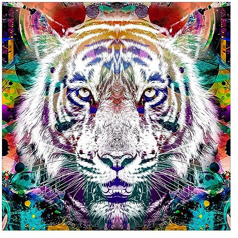 micasia Papier peint panoramique Street Art Tigre 192 x 192 cm Papier-peint-intissé Déco Murale XXL Smart Tableaux Muraux Tapisserie