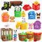 TingingYuli Montessori Lernspielzeug für Kinder, 4-in-1 Bauernhoftiere Scheunenset für Kleinkinder 1-3, Gemüse-Set, Traktor-Anhänger, Geschenk für Jungen und Mädchen