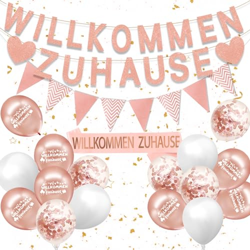 Willkommen Zuhause Baby, 24 Stück Welcome Home Baby Girl,Willkommen Zuhause Baby Madchen,Welcome Home Deko,Willkommen Zurück für Einweihungsparty,Zuhause, Geburt,Fest Dekorations