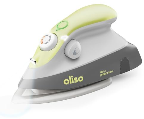 Oliso M3Pro Project - Ferro da stiro a vapore con suola opaca per cucito, trapuntatura, artigianato e viaggi, ferro a vapore in ceramica da 1000 W, pistacchio