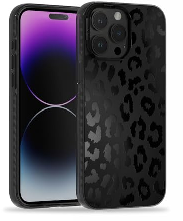 SCORPIFY for iPhone 15 Pro Case [Compatible with MagSafe] with Matte Black Leopard Cheetah Print Design, Cute Magnetic Phone Cover for Women Girls and Men, Slim Bumper with Stylish Pattern