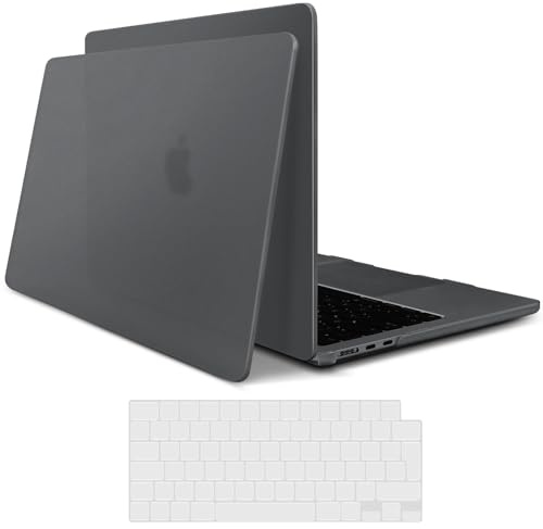 TECOOL Case compatible with MacBook Air M5 M4 M3 M2 13.6 inch 2022-2026 (A3449 A3240 A3113 A2681), Ultra-Thin Snap On Hard Shell Cover & UK EU Keyboard Protector, Fine Frosted Space Grey