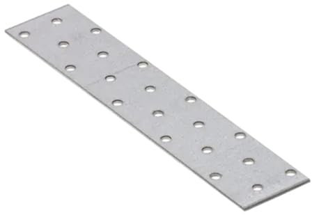 Placa plana perforada galvanizada de 40 mm x 200 mm, soportes de metal para madera, 2 mm de grosor, acero PP28 (paquete de 1) L03-06ABC