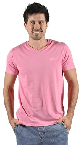 SCOTT T-Shirt Roche Uni en Coton Col V Manches Courtes