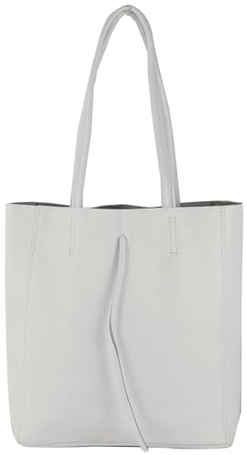 modamoda de - T253 - Ital. Henkeltasche mit Innentasche aus Leder, Farbe:Weiß
