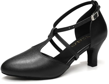 YCALCP Damen Latin Tanzschuhe Salsa Tango Charakter Walzer Soziale Ballsaal Tanzschuhe,272-Schwarz-6CM,38 EU