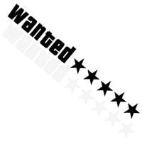 Wanted Aufkleber für Auto | Wanted Five Stars Autofenster-Aufkleber – Motor-Aufkleber, Auto-Stoßstangen-Aufkleber, reflektierende Aufkleber für Autos und LKWs