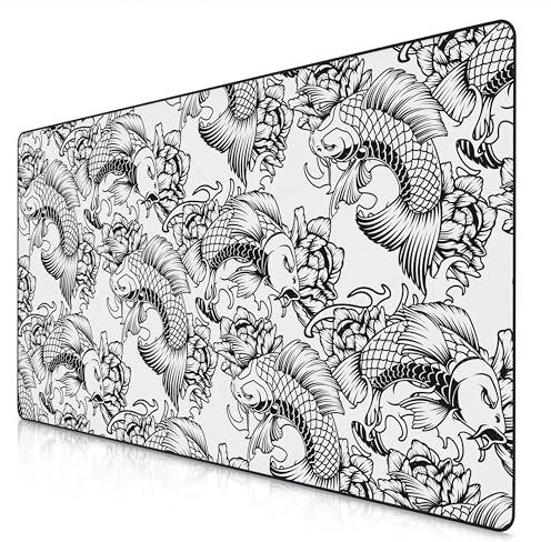 TITANWOLF - XXL Mouse Mat - Mouse Pad 1200 x 600 x 3mm –Speed Gaming Mouse Pad - Extra Large - Table Mat Large Size - improved Precision and Speed – Design Koi Tattoo 2