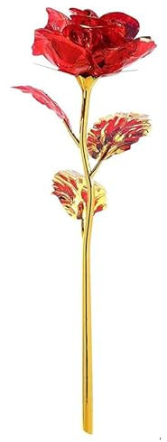 Namzi 24K Gold Plated, 10Pcs Artificial Rose Flower Gifts for Women, Colorful Gifts for Her, Rose Flowers Gifts for Valentines Day Mothers Day Birthday Anniversary(Red)
