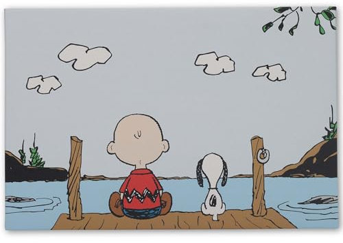 Open Road Brands Peanuts Charlie Brown und Snoopy On Dock Galerie gewickelte Leinwand Wanddekoration – friedliche Erdnüsse Wandkunst für Zuhause