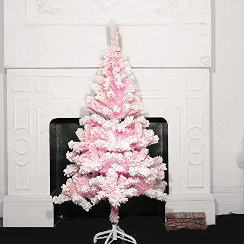 Albero di Natale in PVC con materiale innevato da 1,9 piedi, decorazione natalizia, ramo pieghevole facile con base in plastica, facile da montare, artificiale, 100% ignifugo, rosa, 0,6 m (1,9 piedi)