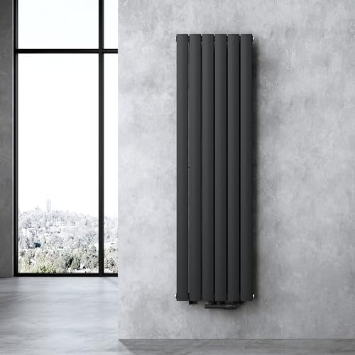 doporro Radiateur pour Chauffage Central 160x46cm Radiateur à Eau Chaude Panneau Monocouche Design Vertical Noir-Gris