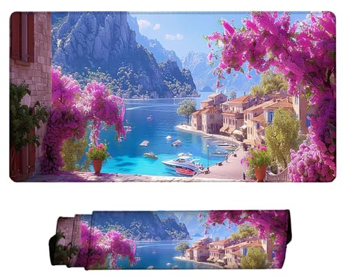 Blu Tappetino Gaming 1500x800 Tappetino Mouse Mare Mouse Pad Antiscivolo e Impermeabile Tappetino Mouse Gaming Migliora Precisione e Velocità Per Giochi, Computer, Ufficio, Casa 6-5