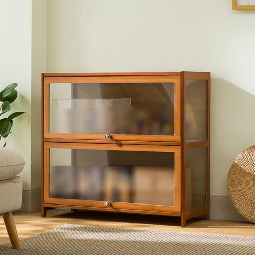 GLJTUO Durchsichtige Vitrine Für Wohnzimmer, Büro, 2. Etage, 70 cm B,