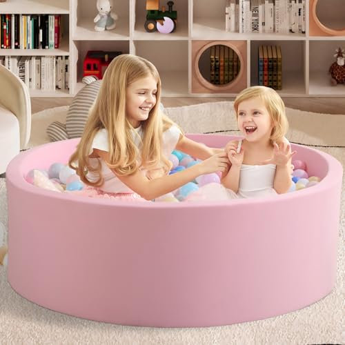 Ball Pit for Toddlers Baby Ball Pits Soft Memory Foam Ball Pits Round Kids Ball Pit Indoor Game Play Ball Pool 35.4''x11.8'' (Pink, NO Balls)