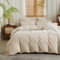 Gezu Housse de Couette Coton Lin 220x240 Beige Lin Coton Mélangé Parure de Lit Coton 100% Naturel Lin Coton Doux Respirant Linge de Lit 2 Personnes avec Fermeture Éclair et Taies d'oreiller 65x65 cm