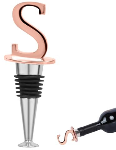 Wine Stoppers for Wine Bottles, Initial Letter Wine Bottle Stopper, Bottle Stoppers for Wine, Bottle Sealing Protection Stoppers for Wine, Beer, Champagne (S)
