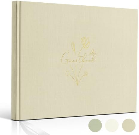 Hyggartn Guestbook, Gästebuch für Hochzeit, Geburtstag, Babyparty, Taufe - Gästebuch Hochzeit 100 blanko Seiten (Khaki)