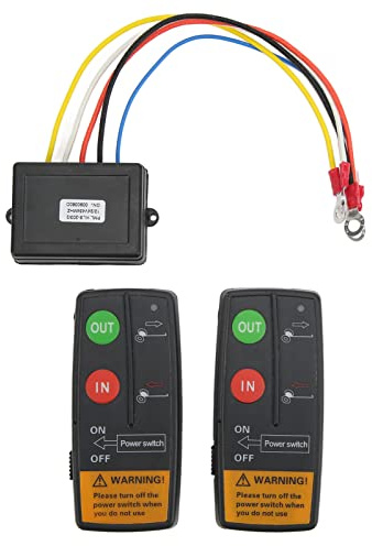 Elektrische Seilwinde Funkfernbedienung 12/24V, Seilwinde Controller Fernsteuerung Ersatz Set, für Winde Kipper LKW ATV Reichweite Frequenz 434 MHz