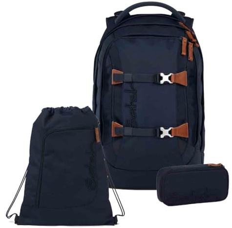 Satch Pack Nordic Skandi Edition Schulrucksack Set 3tlg. inkl. Schlamperbox und Sportbeutel (Nordic Blue)