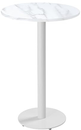 Oviala Stehtisch, rund, 60 cm, weißer Fuß und Marmorbeschichtung, Weiß