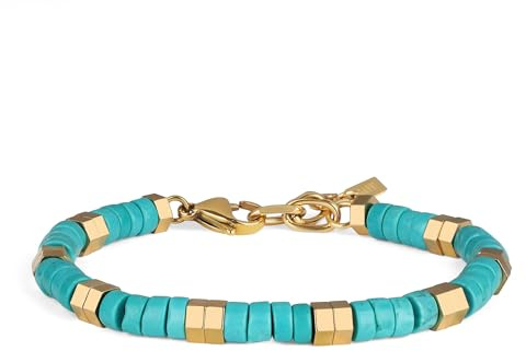 GAVU Kristall Perlenarmband aus blau-grünen synthetische Türkis für Herren