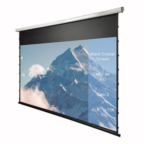 WUPRO Pantalla de proyector tensada con pestaña eléctrica empotrada en el Techo, Cristal Negro 4K / 8K HD, Carcasa de Metal Blanco para Todo Tipo de proyectores (100)