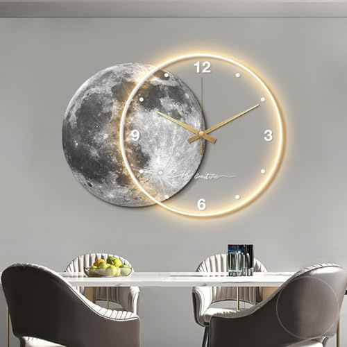 DONGGANSHI Mond-LED-Wandlampe, Art-Deco-Beleuchtung, Moderne Wohndekoration, minimalistische Uhrskulpturen, traditionelle chinesische Malerei, orientalische Dekorationen