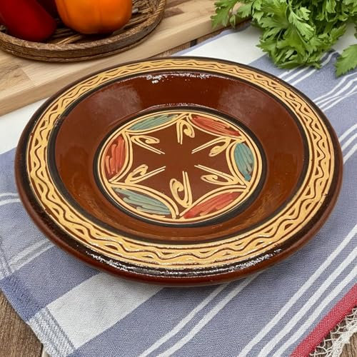Generico Piatto Cous Cous in Terracotta Decorato a Mano – Artigianato Tradizionale Marocchino Ø30 cm 1804250805 Tunisa Turchia Etnico del Mondo