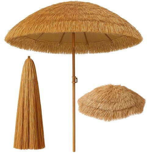 Gardlov Sonnenschirm Hawaii 170 cm Hawaiianischer Gebrochen - Sonnenschirm Höhenverstellbar & Neigbar - Klappbar & inkl. Schutzhülle – Ideal für Balkon, Terrasse, Garten & Strand 25326