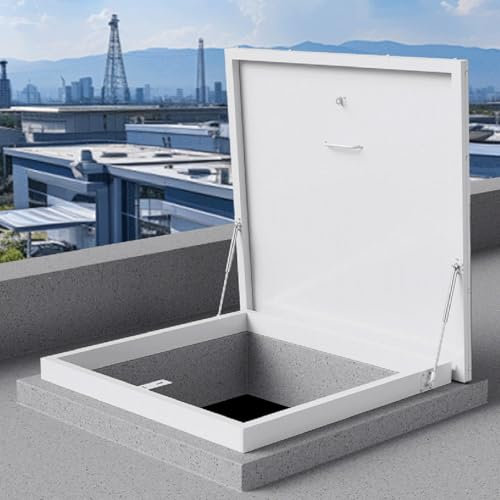 Dachluke Abdeckplatte – regenfester Rahmen aus Aluminiumlegierung mit hydraulischer Unterstützung für Dachbodentreppen und Brunnenausgänge