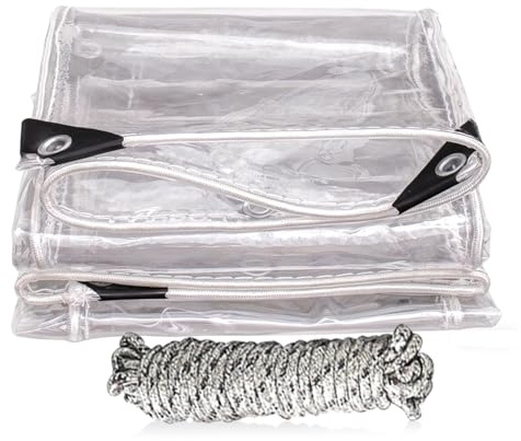 Plane Transparent Mit öSen Abdeck 2x2M(BxL), Plane baufolieDurchsichtige Tarp FüR Schutz Vor Witterung, Tarp Für Balkon im Pflanzengewächshaus GartenGewebeplane Wetterfeste