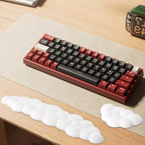 Wolke Handgelenkstütze, Ergonomisches Wolke Handauflage Tastatur, PU Leder Memory Schaum, Wolke Arm Rest Handgelenk Pad, Handballenauflage für Tastatur, Maus, Computer, Laptop – Weiß