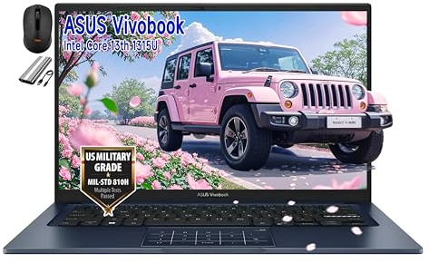 ASUS Vivobook Ordinateur portable FHD 14 po, Intel Core 13th 1315U, 40 Go de RAM, 1152 Go SSD (PCIe 1 To + disque dur portable 128 Go, webcam 720p, win11, avec souris sans fil) (40 Go de RAM | SSD de