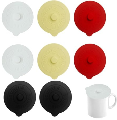8 Pcs Silicone Cup Lids, Cup Covers for Drinks, Anti-dust Glass Cup Covers | Mug Lids for Home Outdoors Coffee Glass Tea, Mug Cover, Food-grade Silicone Covers, Reusable Teacup Lid (4 Colors)