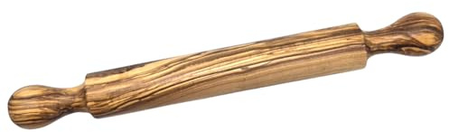 Stilux® Premium Nudelholz aus Olivenholz 35 cm, Hochwertiger Teigroller Backzubehör,Teigrolle Rollholz Wallholz Nudelwalker für perfektes Backen
