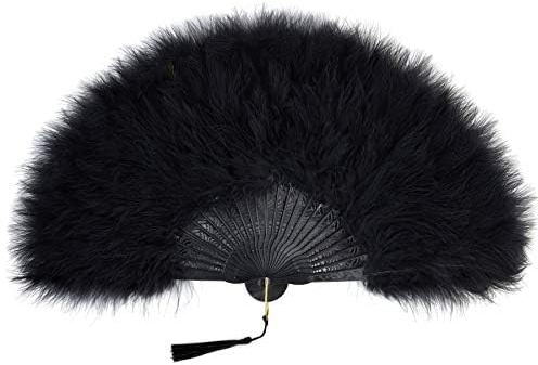 BABEYOND 1920s Vintage Damen Handfächer Fächer Feder Damen Gatsby Kostüm Flapper Zubehör Schwarzer Griff - Schwarz
