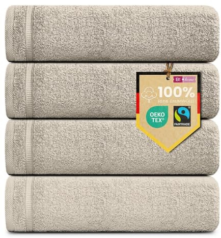 4er Set Premium Gästehandtücher [100% Baumwolle] 30x50 cm, grau/beige | Handtücher Weich, Saugstark & Pflegeleicht / Waschlappen Perfekt für Bad, Gäste & Reisen