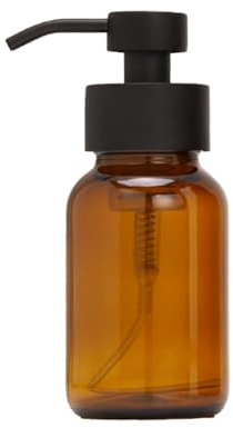250ML/8.5oz Emptu Amber Glass Foaming Soap Dispenser Refillable FoamHand Soap Pump Bottle Container Jar for Bathroom & Kitchen